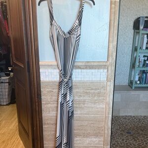 Blue and White Striped Maxi Dress